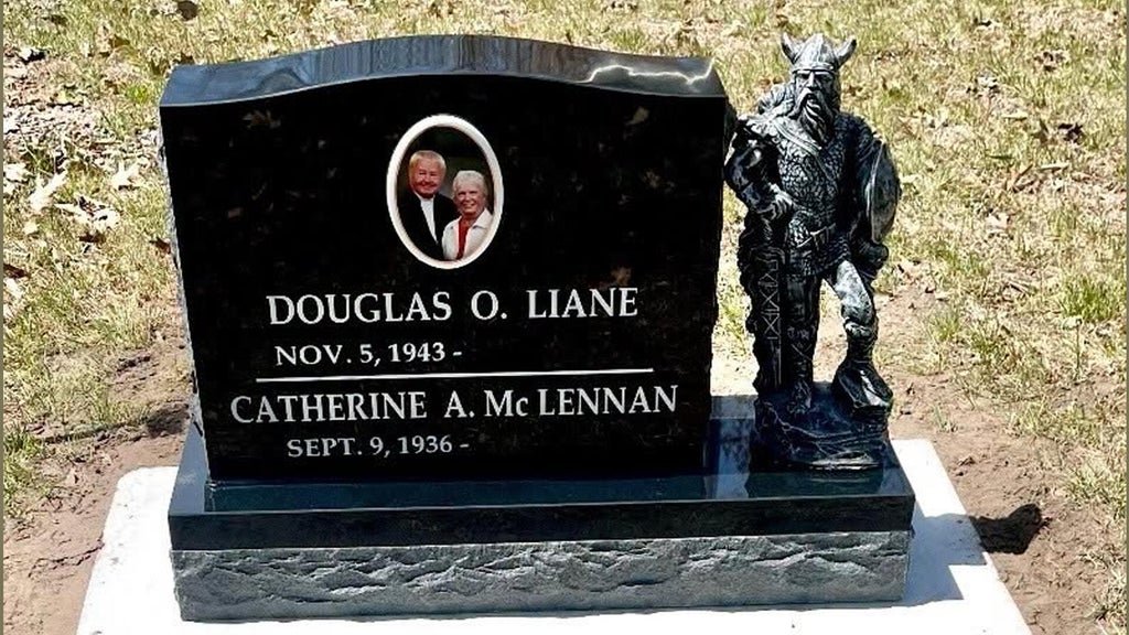 Viking statue stolen from gravestone in cemetery on Lac Mille Lacs, sheriff says — WCCO / CBS Minnesota, Apple Valley Community news