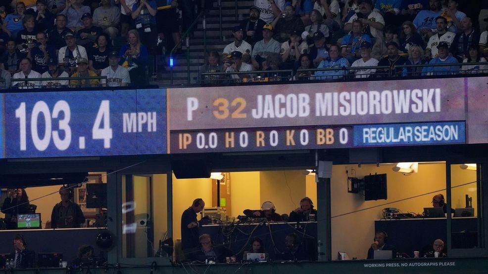 Brewers' Jacob Misiorowski sets World Series velocity record on his first pitch — Fox 11 Green Bay Sports, Apple Valley Sports news