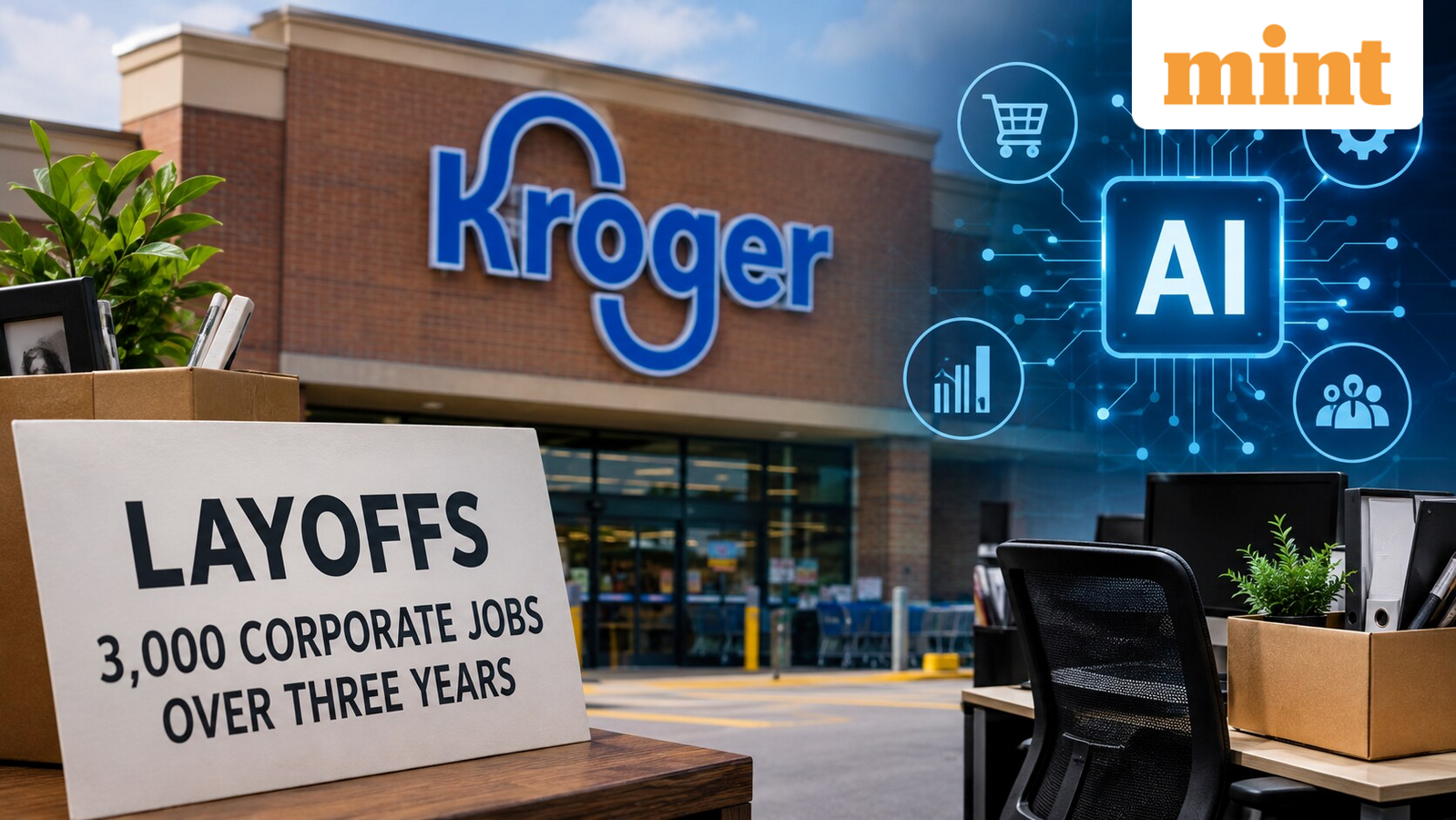 US-based grocery chain Kroger to cut 3,000 corporate jobs over three years amid AI expansion — Mint India